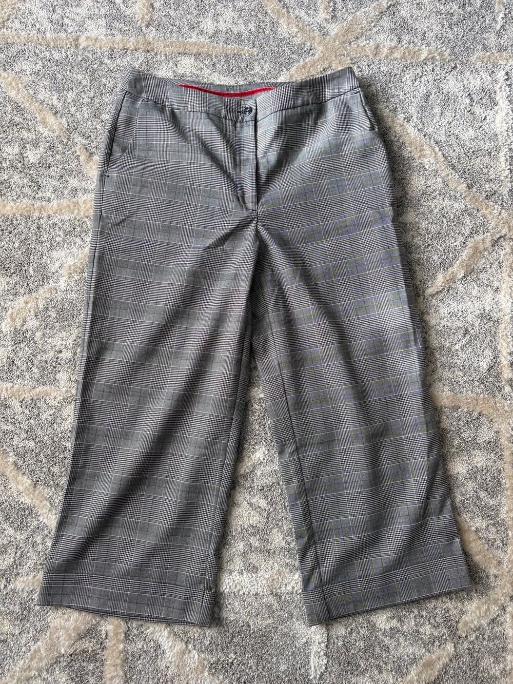 Chico's black and white plaid capri dress pants trousers women's size 1 (8)